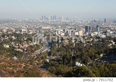 Hollywood Hills and Downtown LA, Los Angeles County, California, USA 7911702