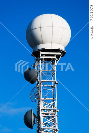 Communications tower against blue sky 7911978