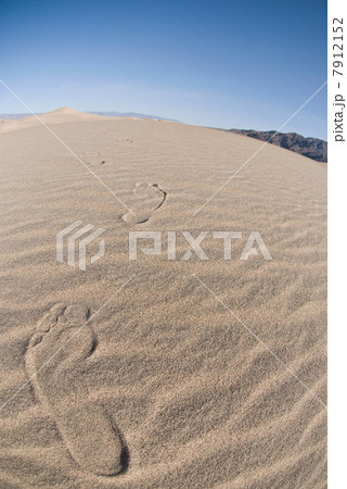 Footprints in sand dune in Death Valley National Park, California, USA Footprints in sand dune in Death Valley National Park, California, USA 7912152