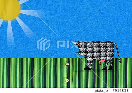 Sun shining over field with cow 7912333