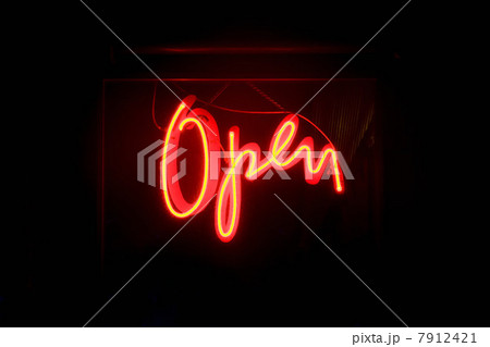 Red neon "open" sign Red neon "open" sign 7912421