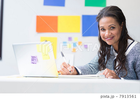 Businesswoman taking notes at desk Businesswoman taking notes at desk 7913561