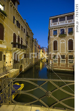 Canal and bridge at night, Venice, Italy 7914295
