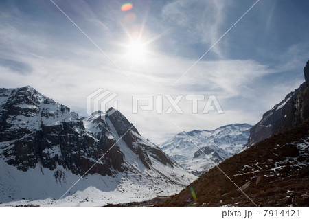 Aerial view of snowy mountains 7914421