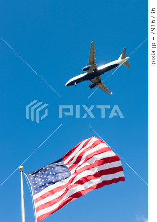 Aeroplane and US flag Aeroplane and US flag 7916736