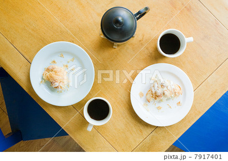Overhead view of breakfast table 7917401