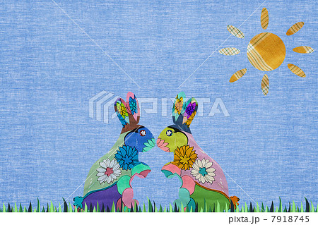 Two rabbits with sun shining 7918745