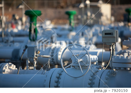 Gas pipes in oil refinery, close up Gas pipes in oil refinery, close up 7920150