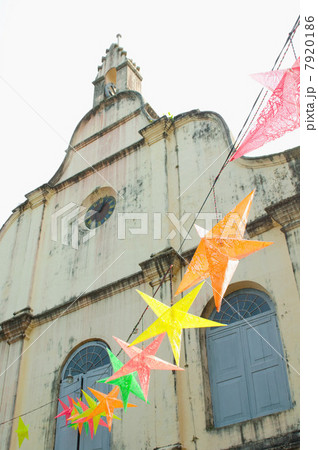 Colourful decorations outside catholic church in Cochin, Kerala Colourful decorations outside catholic church in Cochin, Kerala 7920186