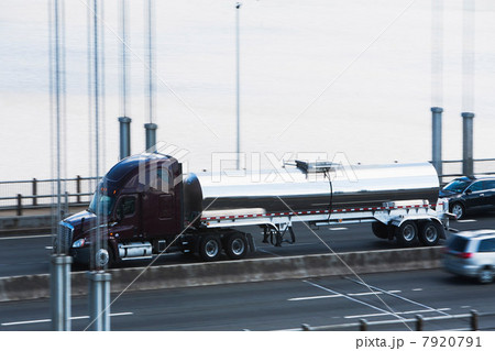 Tanker truck crossing bridge Tanker truck crossing bridge 7920791
