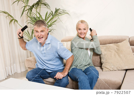 Mature couple playing video game 7922507