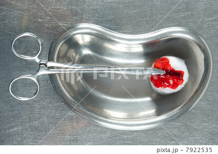 Blood on cotton swab and surgical scissors Blood on cotton swab and surgical scissors 7922535