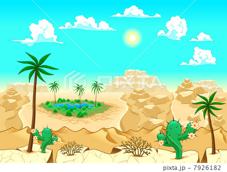 Desert With Oasis のイラスト素材