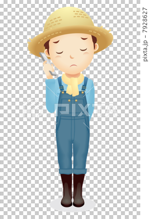 麦藁帽子の男性イラスト 7928627