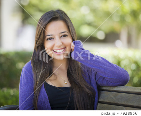 Mixed Race Female Student Portrait on School Campus Mixed Race Female Student Portrait on School Campus 7928956