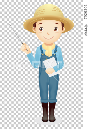 麦藁帽子の男性イラスト 7929301