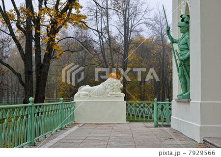 Statue of marble lion in Catherine park. 7929566
