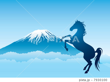 富士山　馬　青空　ヨコ 7930100