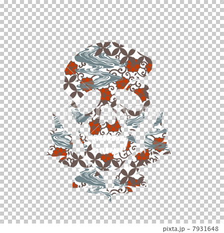 Japanese Pattern Skull Background Penetration Stock Illustration