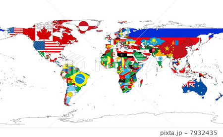 World map of the flag - Stock Illustration [7932435] - PIXTA