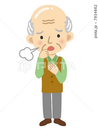 咳をする高齢者の男性のイラスト素材