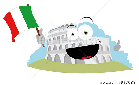 Funny Colosseum Holding an Italian Flag 7937038