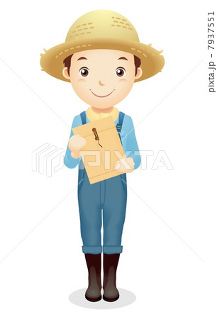 麦藁帽子の男性イラスト 7937551