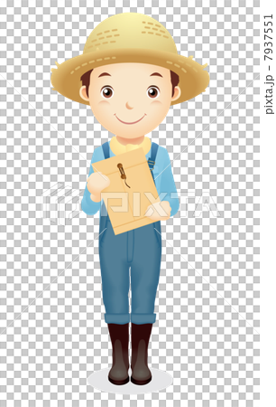 麦藁帽子の男性イラスト 7937551