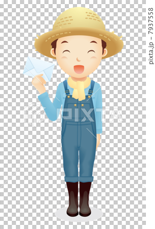 麦藁帽子の男性イラスト 7937558