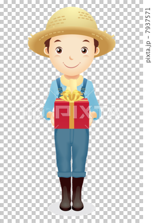 麦藁帽子の男性イラスト 麦藁帽子の男性イラスト 7937571