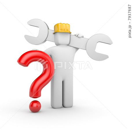 3d worker with spanner and question 3d worker with spanner and question 7937687