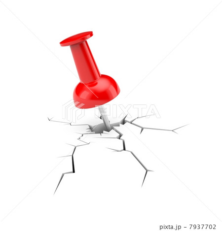 Red push pin with cracked ground Red push pin with cracked ground 7937702