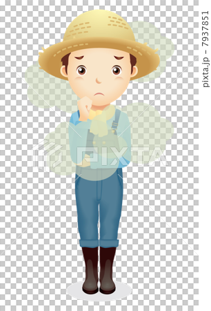 麦藁帽子の男性イラスト 麦藁帽子の男性イラスト 7937851