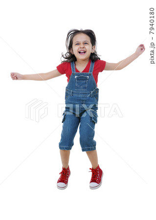 Happy little girl over white background 7940180