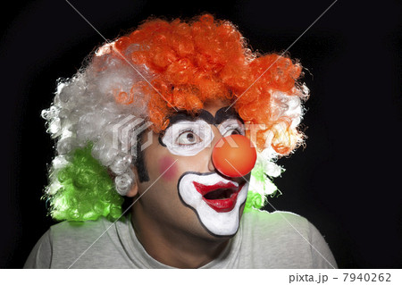 Surprise male clown over black background 7940262