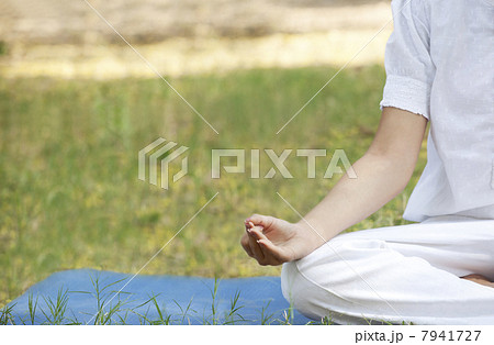 Cropped image of woman practicing yoga Cropped image of woman practicing yoga 7941727