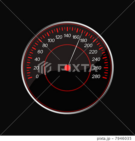 Speedometer on a black background. Red scale 7946035