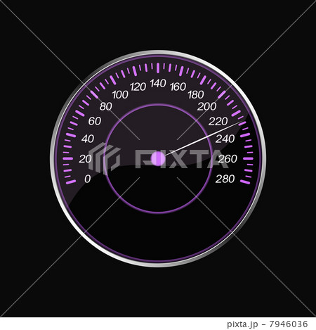 Speedometer on a black background. Violet scale 7946036