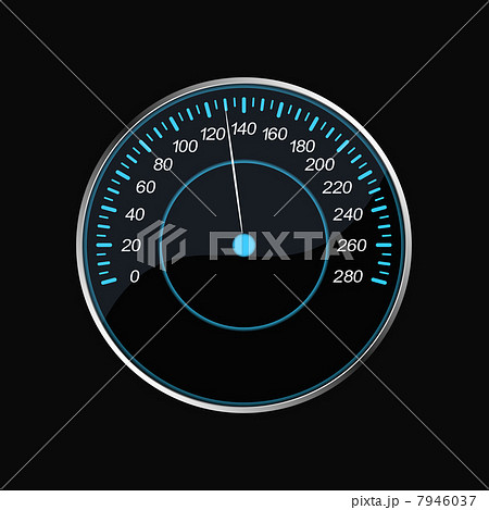 Speedometer on a black background. Blue scale 7946037