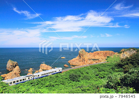 夏の日本海と五能線 7946545