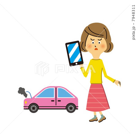 車の故障と女性 7948311