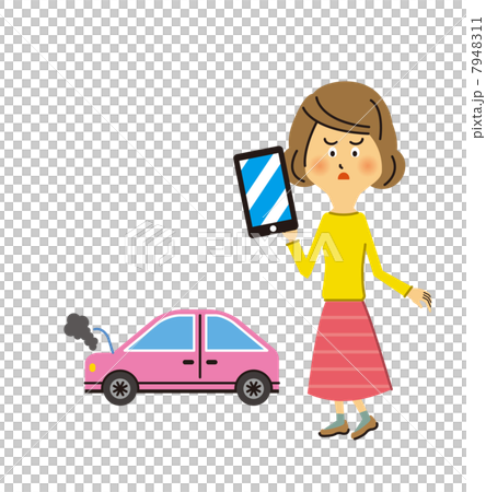 車の故障と女性 7948311