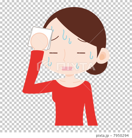 女性　上半身　汗だく 7950294