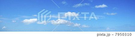Blue sky with some white clouds. Panoramic shot. 7950310