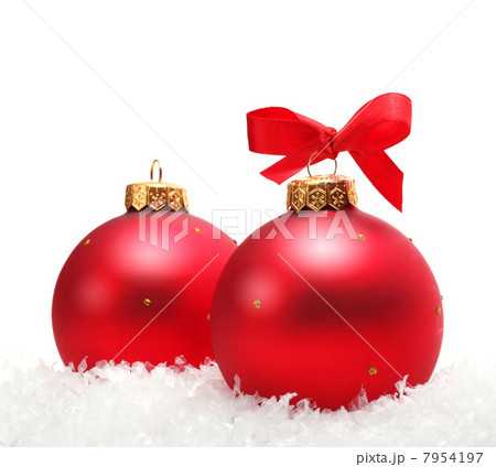 Red Christmas balls in snow 7954197