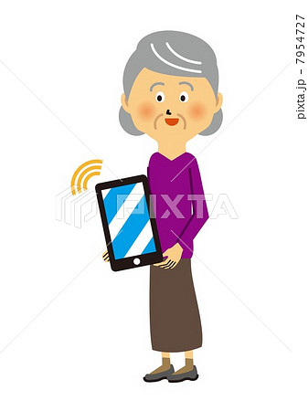 おばあちゃんとタブレット 7954727