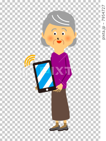 おばあちゃんとタブレット 7954727