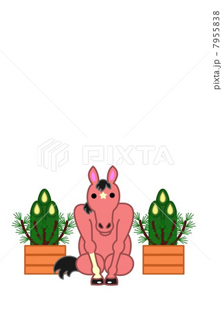 午年、年賀状、門松の背景 7955838