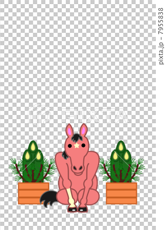 午年、年賀状、門松の背景 7955838