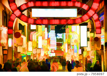 歌舞伎町の夜のイラスト素材